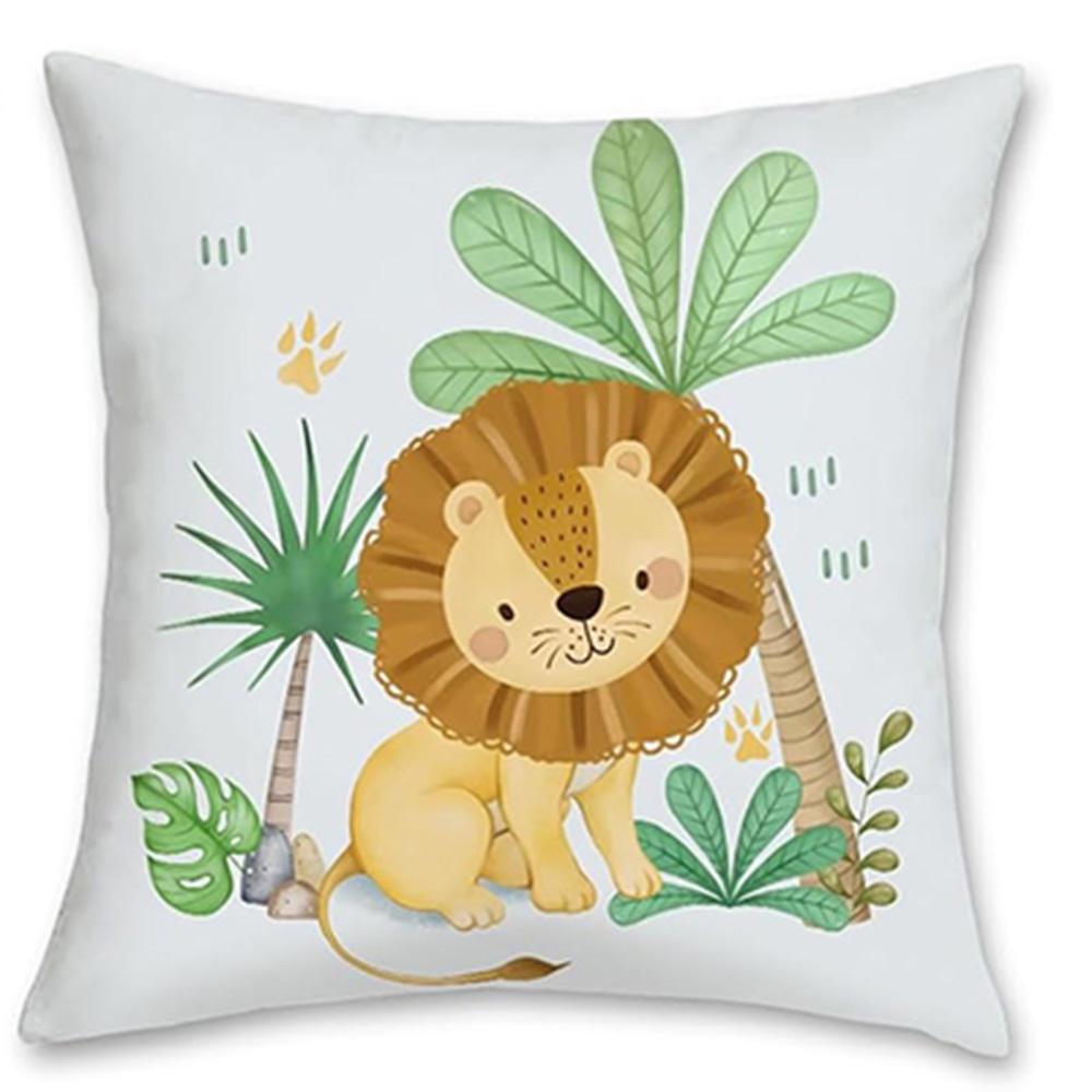 Adorable Jungle Animal Printed Pillowcases For A Whimsical Bedroom Decor Sofa Cushion Cover, Home Room Decoration