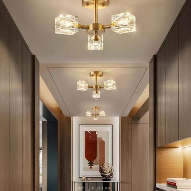 

Потолочный светильник Crystal Semi Embedded на 6 ламп 3 headlights золотой