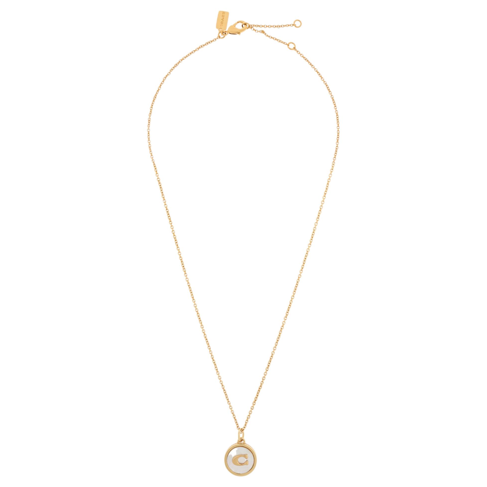 Coach Letter Logo Design Brass Necklace Women necklace Gold 37517776GLD F,Gold