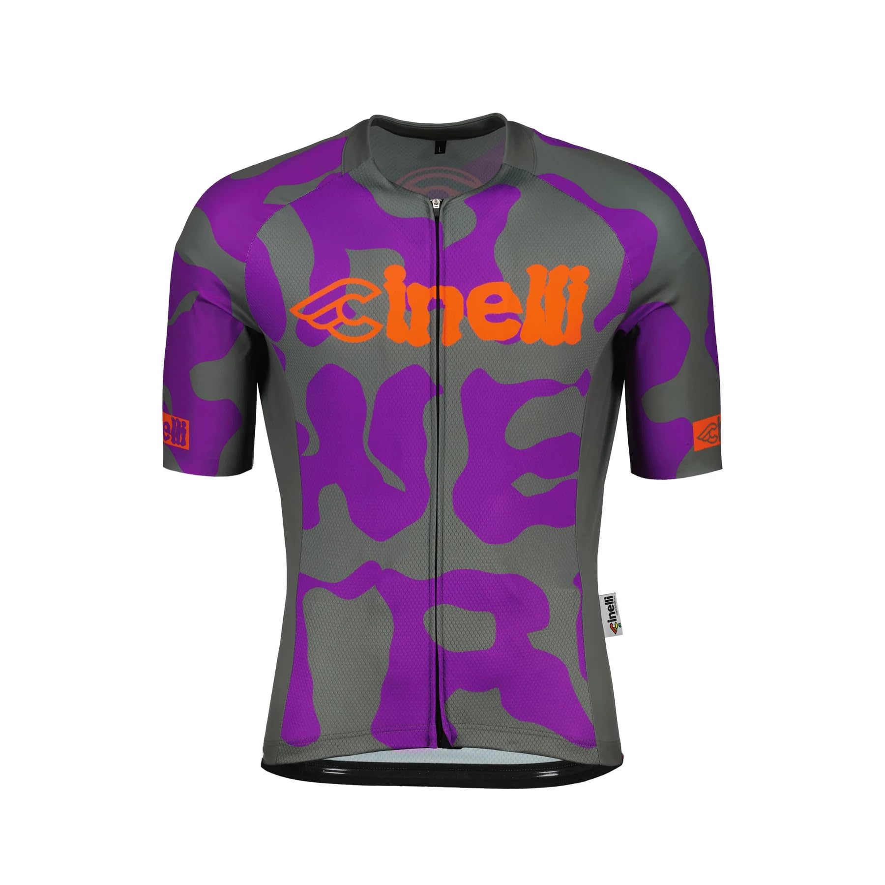 

Modern IN BIKE WE TRUST Cycling [Gruppo] Men s Jersey, Gray/Orange/Purple