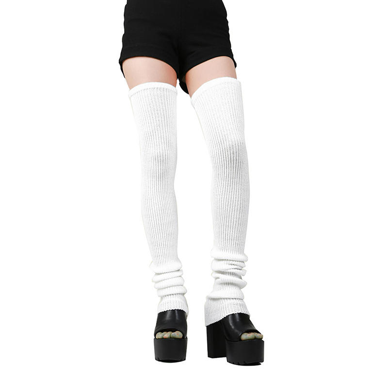 JK Knitted Leg Warmers Lengthened Mid-high Warm Knee Socks Leggings Multicolor Lolita Women Over The Knee Home Winter Long Socks