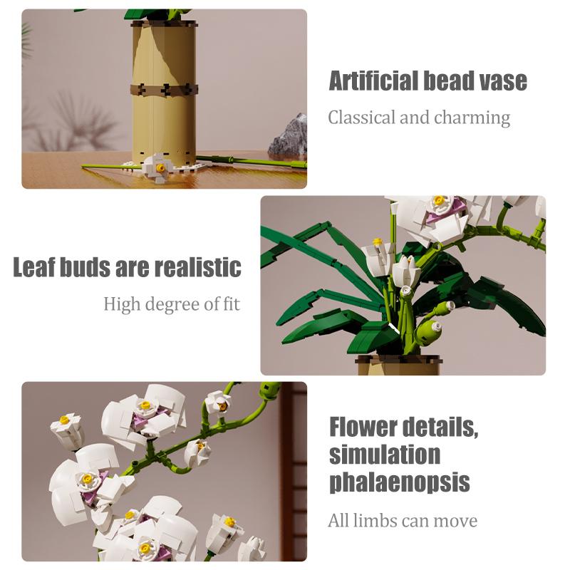 Non-Toxic Moc Bouquet Orchid Flowers Building Blocks City Romantic Home Decoration Friends Bricks Toys For Children Birthday Gifts