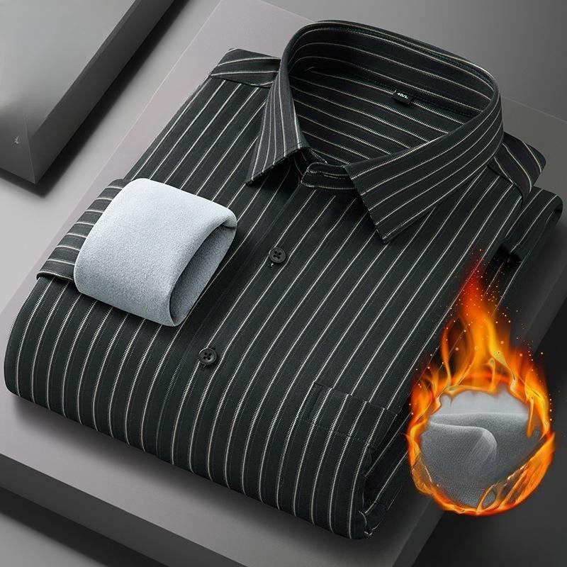 

Мужские зимние рубашки с подкладкой из шерпы, с длинным рукавом, на пуговицах, флисовые рубашки для мужчин, деловые повседневные, теплые, удобные, терморубашки с карманами 44