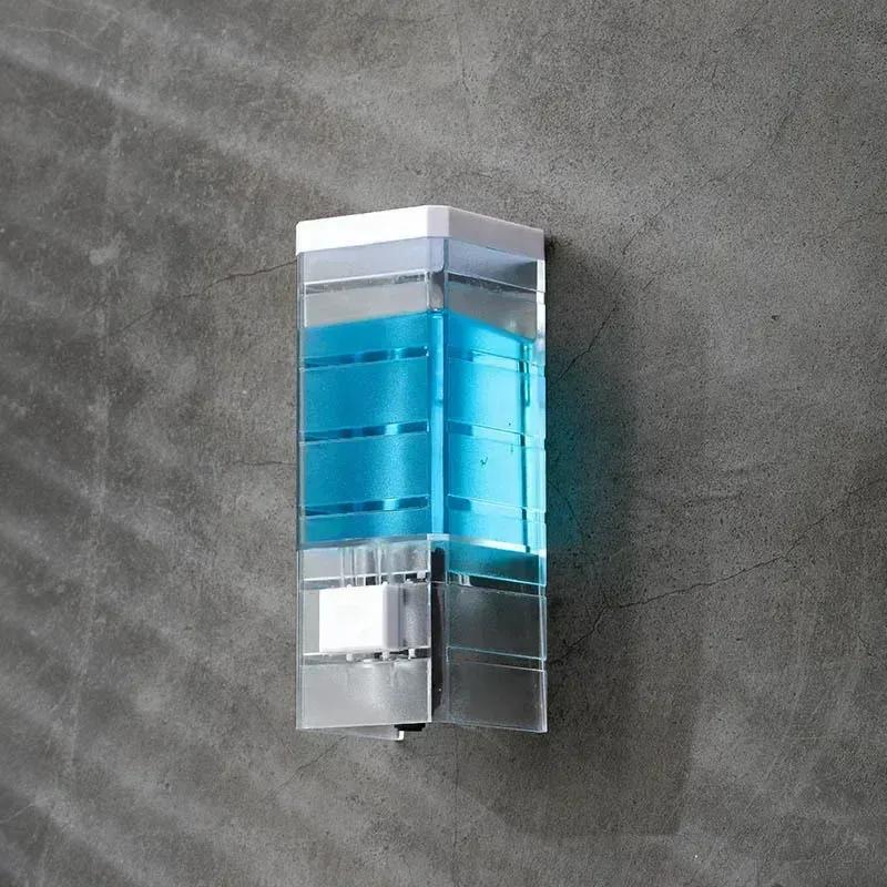 Non-punching Manual Press Soap Dispenser Wall Hanging Traceless Paste Disinfectant Bottle Bathroom Transparent Soap Dispenser