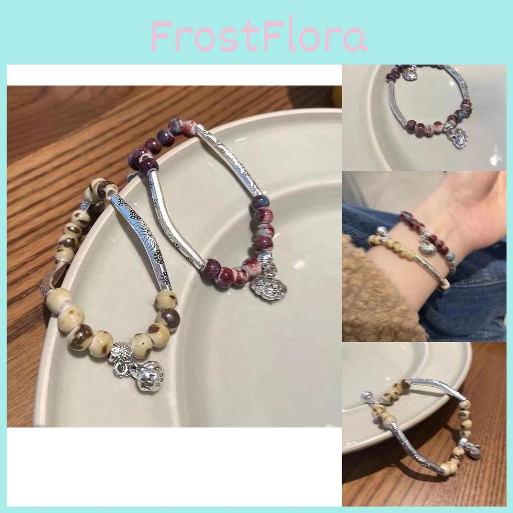 Retro Exquisite Amber Peace Lock Bracelet For Women Geometric Artistic Design