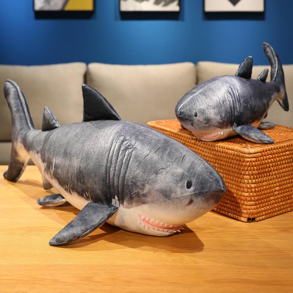 Simulated Big Shark Doll Plush Toy Sea Creature Gray Shark Doll Children Soothing Rag Doll