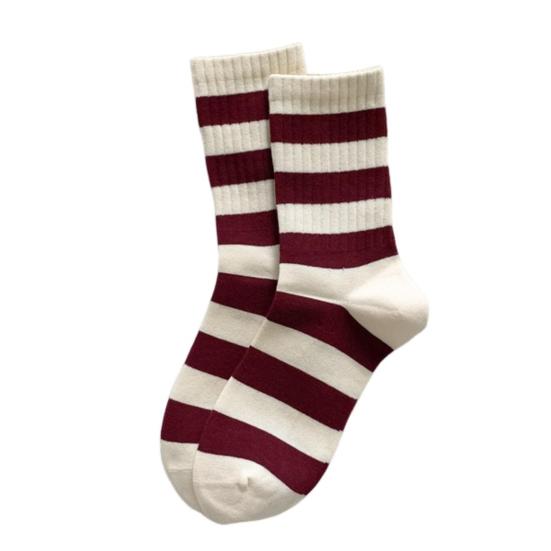 

1 пара носков средней длины в полоску с узором «бантик», носки в стиле колледж, эластичные теплые носки, универсальный аксессуар для обуви D