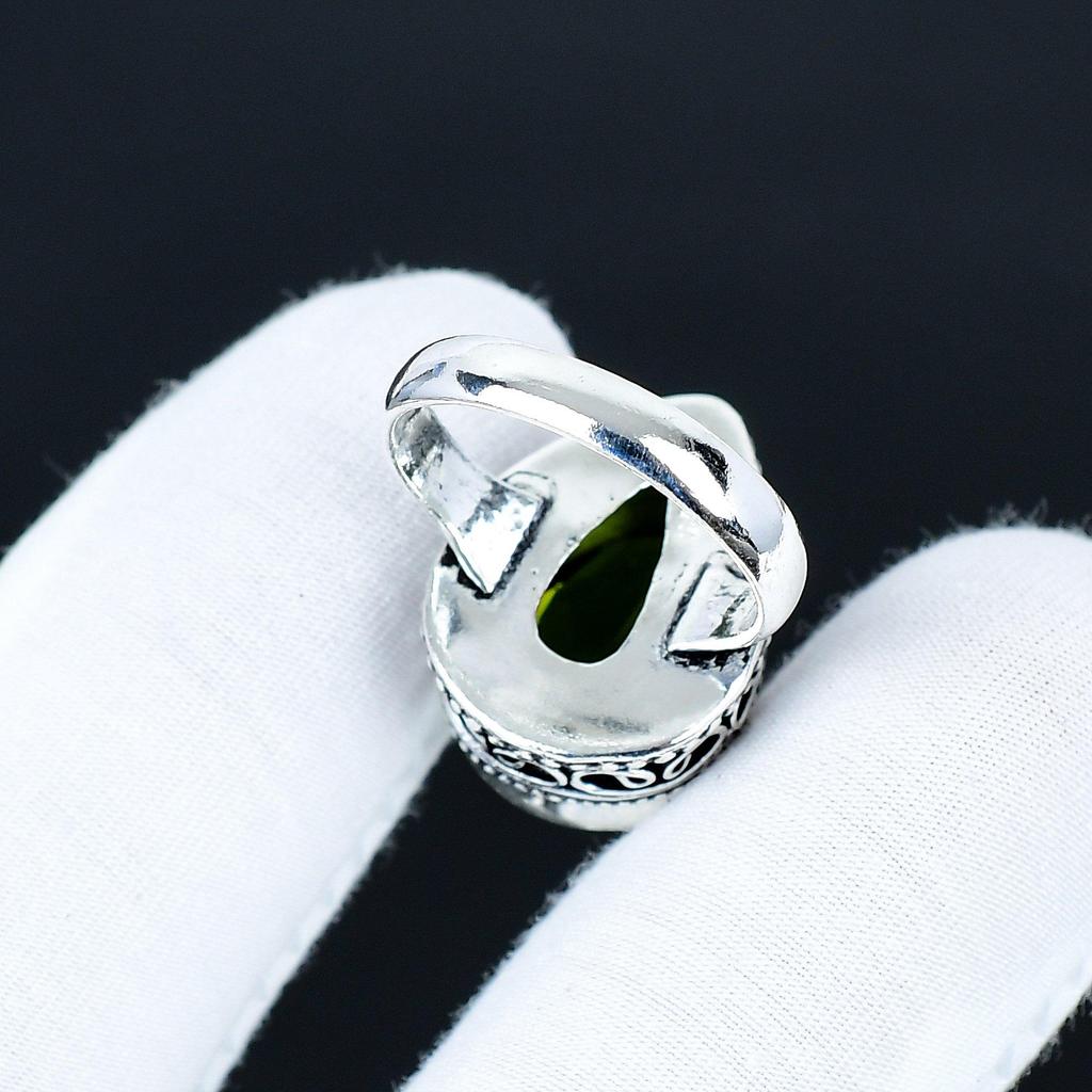 Anel de Gema Peridoto, Joia de Prata Esterlina 925, Anel Feito à Mão, Anel de Prata Peridoto Marcante, Presentes de Aniversário para o Dia dos Namorados