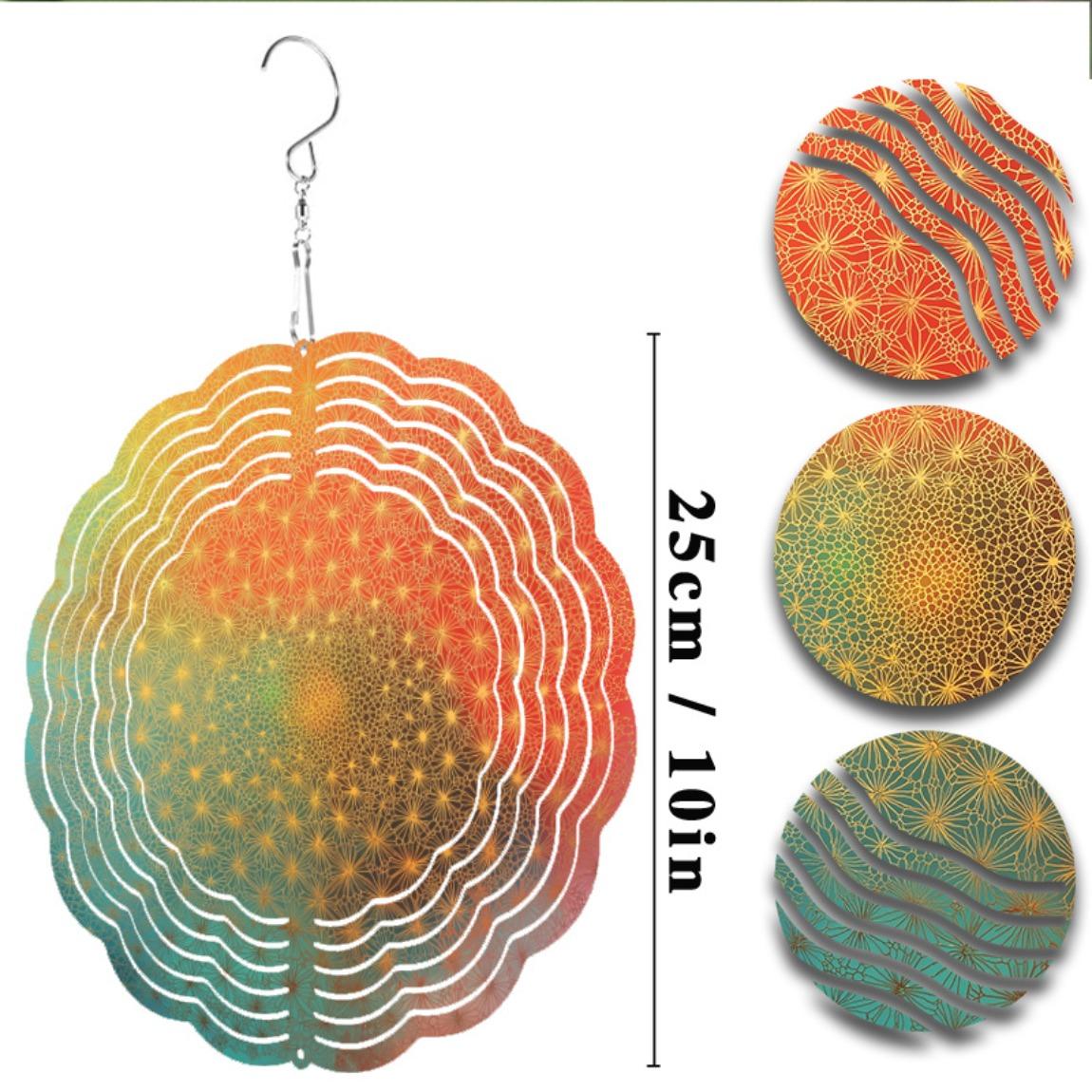 

Elegant Hanging Wind Chime 25.4cm with 360 Rotation Artistic Metal Design Colorful Geometric Patterns Perfect for Balcony 01A