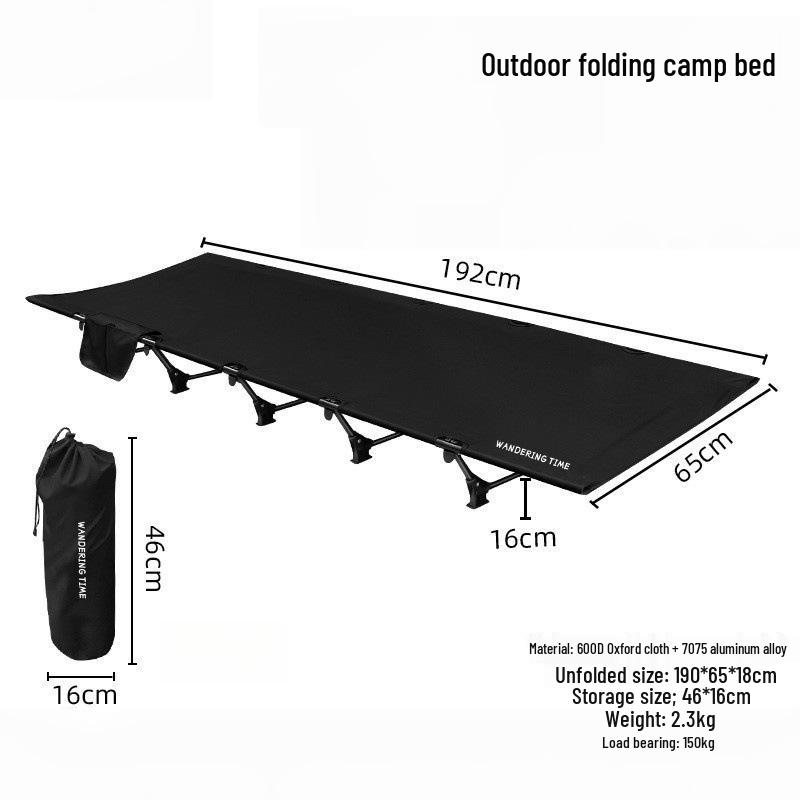 Outdoor Folding Aluminum Camping Bed - Single, Wide, and Portable