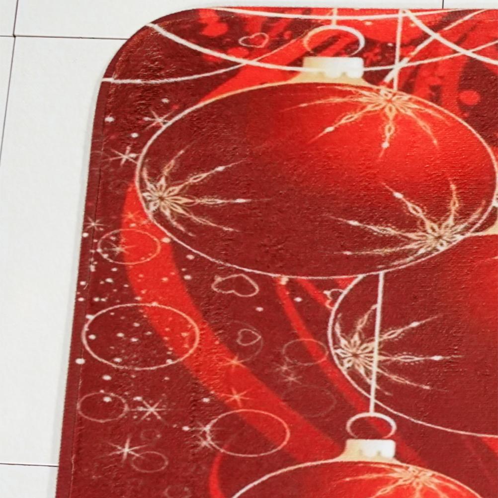 3 In 1 Christmas Ball Pattern Bathroom Mat Set Antiskid Washroom Carpet Mat Toilet Seat Lid Cover (Red)