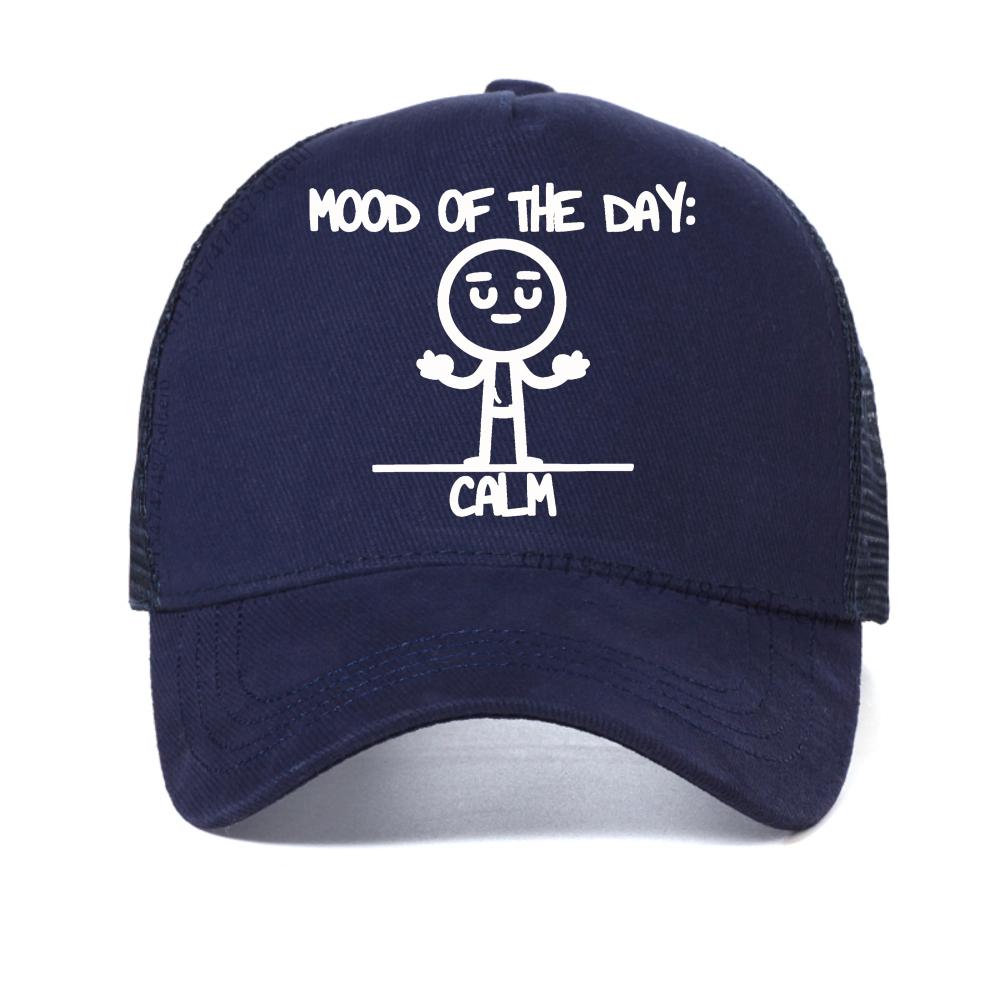 

Mood of the Day Calm Graphic Print baseball cap Mens Summer Casual visor hat fashion women Breathable mesh Snapback hats Adjustable темно-синього кольору