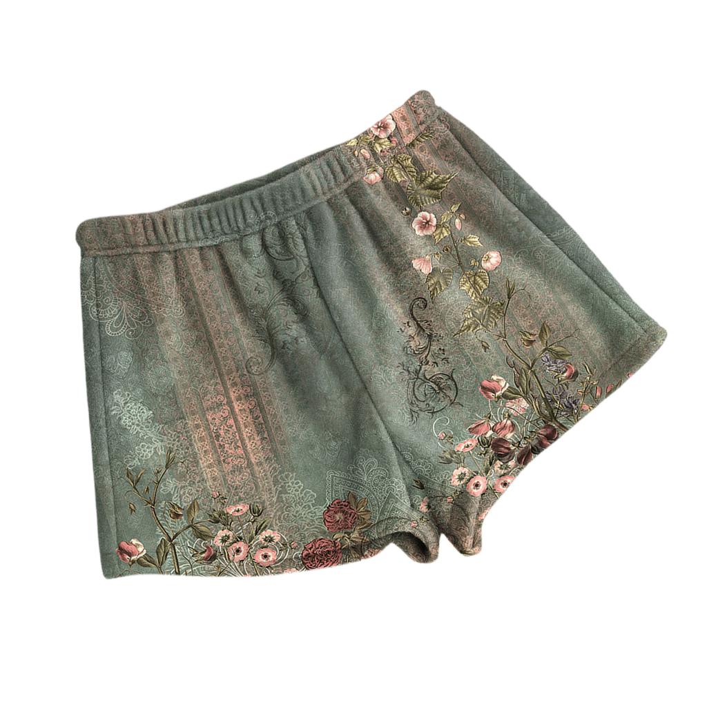 Women's Fashionable Loose-Fit Pajama Shorts With Floral Print Casual Pants