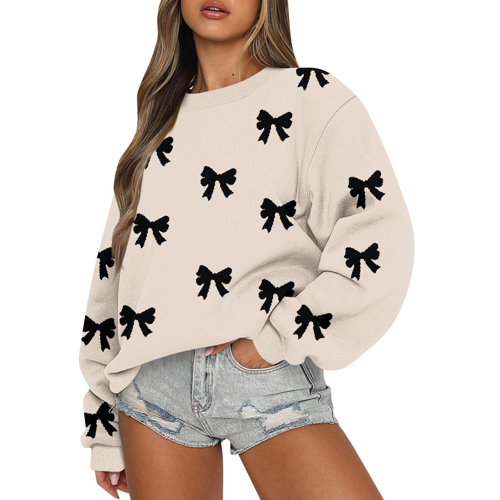 

Женские топы Женский свитшот с длинным рукавом Повседневный с круглым вырезом Свободного кроя Пуловер Флисовые топы L