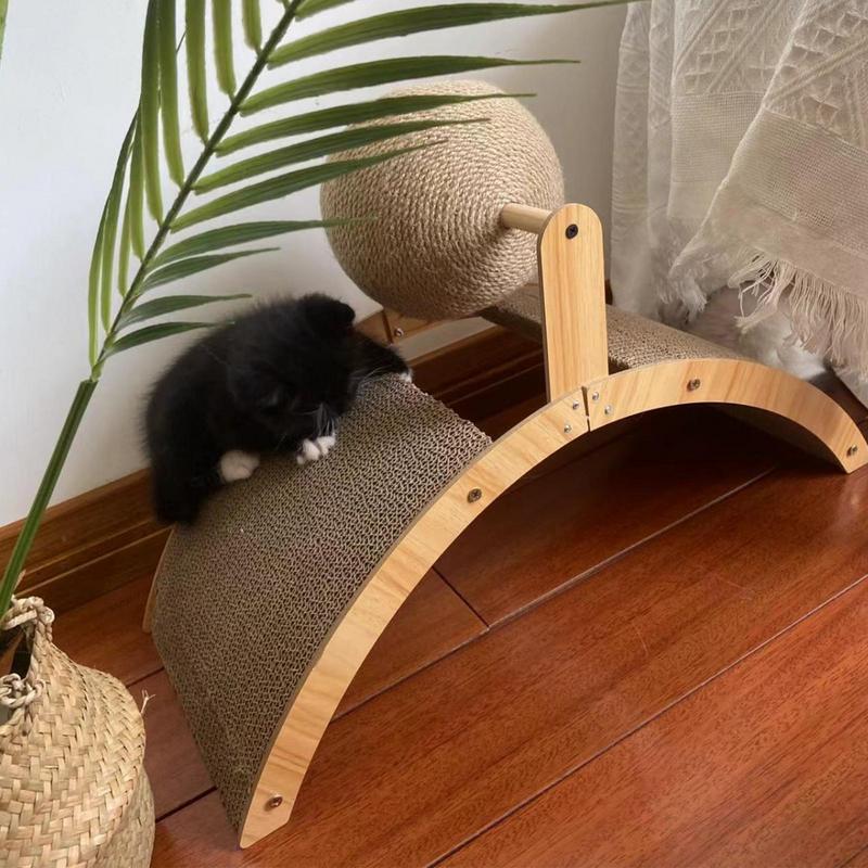 Cat Scratcher Kitten Grinding Claw Toy Wood Sisal Ball Scratcher Exercise Furniture Protector for Outdoor Pet Play to Prevent China Mainland