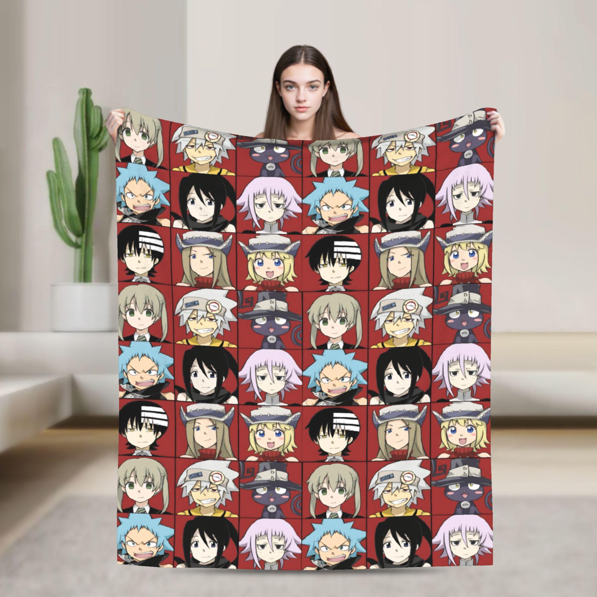 Souleaters Anime Knitted Blanket Evans  Fuzzy Throw Blanket Summer Air Conditioning Personalised Lightweight Bedspreads 100x150cm