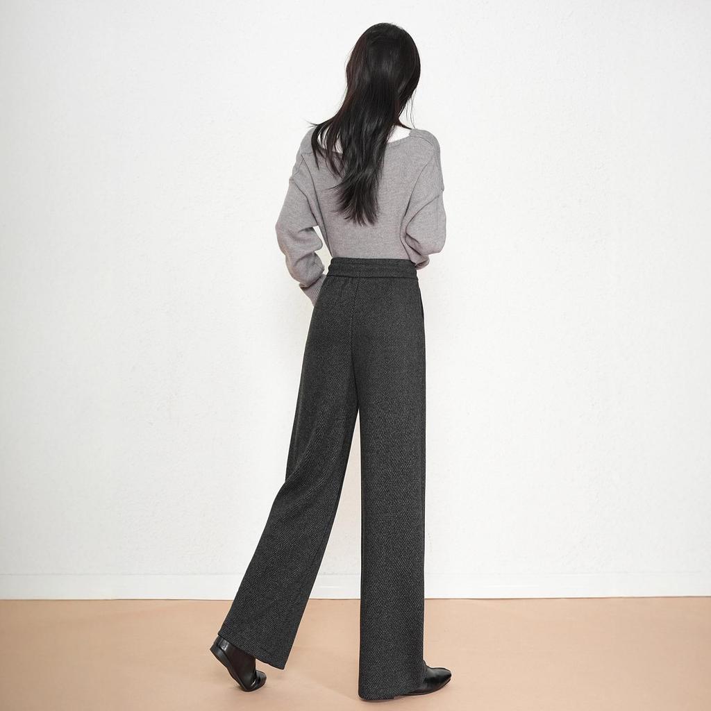 Women's Wide-Leg Winter Sweatpants with Drawstring Waist - Casual European & American Style.