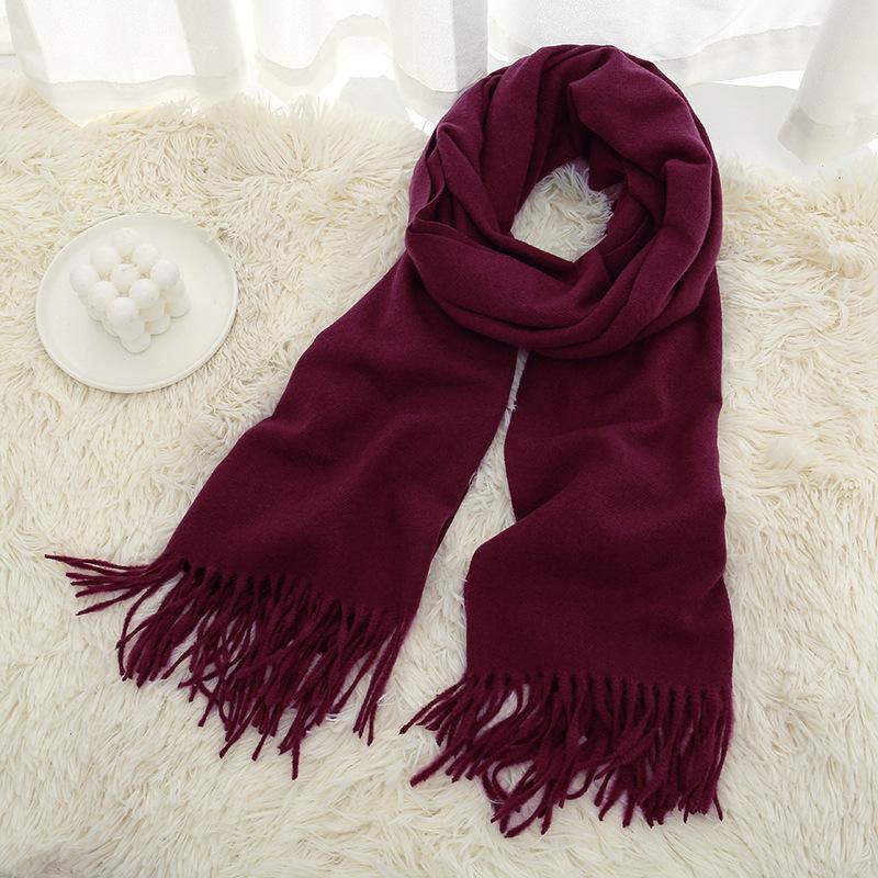 New solid color Maillard autumn and winter scarf versatile imitation cashmere scarf women's high-end warm scarf shawl