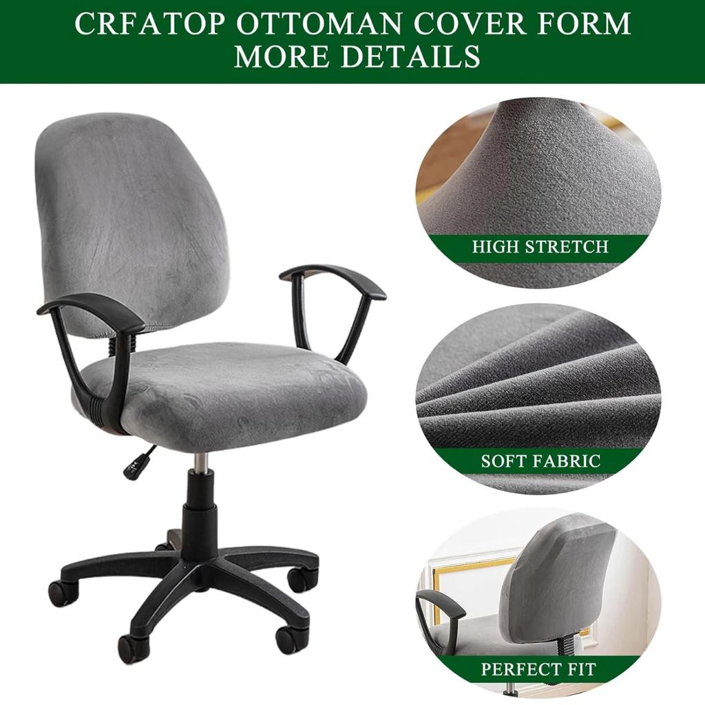 Stretch Elastic Velvet 2 Piece Universal Computer Chair Seat Cover Rotating Office Chair Slipcover