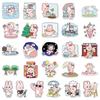 51 Cute Pink Rabbit Cartoon Stickers - Hand-Painted, Waterproof, Perfect for Laptops & Stationery