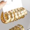 New Gold Color Vintage Big Circle Hoop Earrings for Women Simple Fashion Geometric Drop Earring Set Trendy Girls Jewelry Party