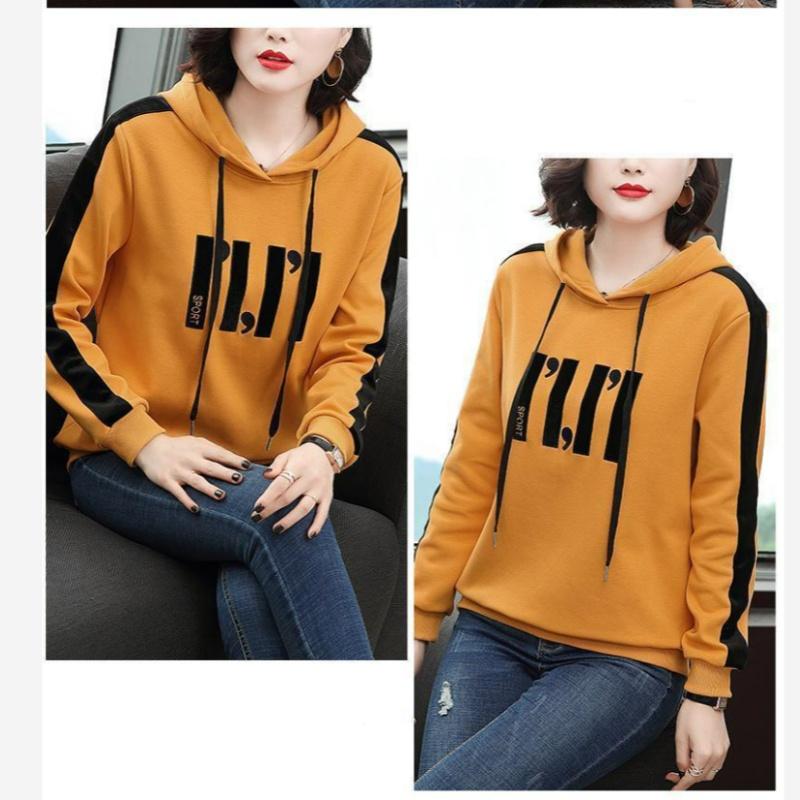 Sweater Women's Spring and Autumn Models Women's Casual Fashion Large Size Hooded Loose Simple Long-sleeved Jacket Trend