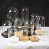 Micro Landscape Flower Glass Cover Eternal Transparent Dustproof Glass Dome 9x15cm Wooden Base DIY Valentine Gift