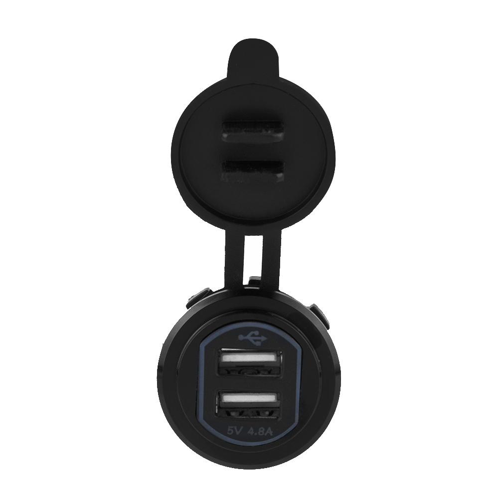 5V 4.8A Aluminium Alloy Dual USB Charger Socket Power For 12 24V Car