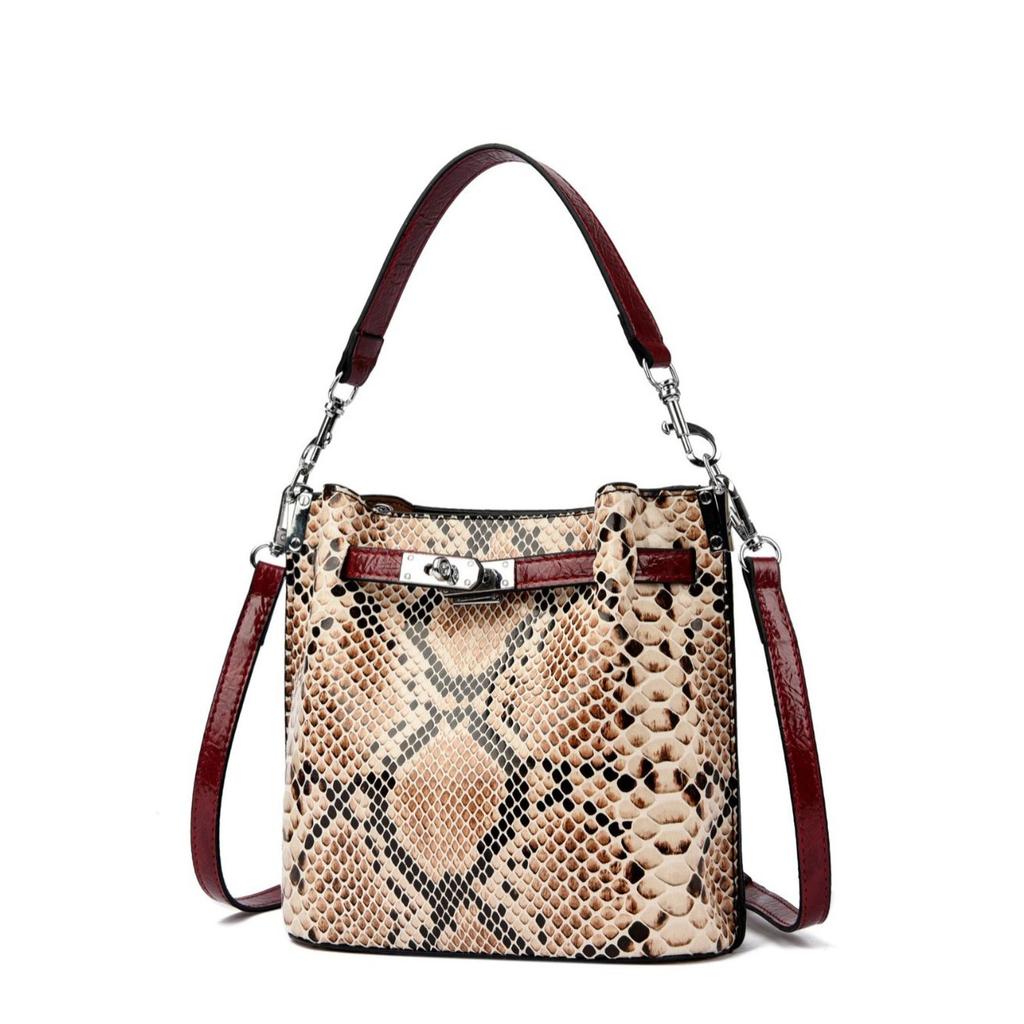 Advanced Soft Leather Serpentine Bucket Bag for Women's Summer New Style Chain Bag, Light Luxury Handbag, Women's Single Shoulder Crossbody Bag