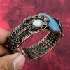 Aquamarine Bangle Copper Wire Wrapped Cuff Bracelet Handmade Adjustable Bangle Rainbow Moonstone Gemstone Cuff Copper Jewelry Gifts For Him