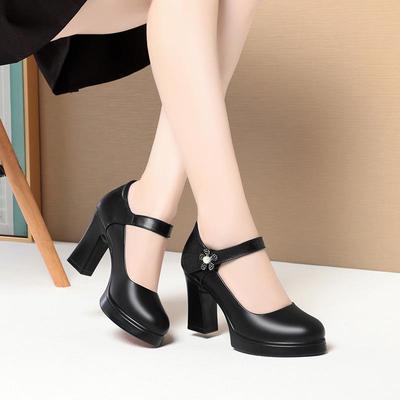 Damen Leder Plateau Sandalen mit mittlerem Absatz und weicher Sohle & Obermaterial