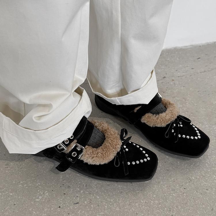 Birken shoes women's shoes winter velvet warm cotton shoes 2025 new winter one-pedal beanie shoes Birken wool shoes