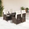 Vidaxl 5-Cz. Garden Furniture Set With Cushions, Brown, Poly Rattan