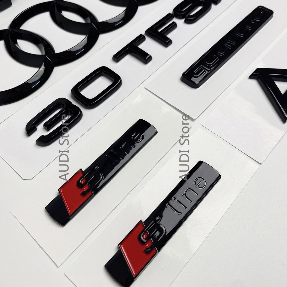 All hot A1 4-Ring logo ABS Black Car Hood Front Bonnet Grill Rear Trunk Emblem Badge Sticker A1 mark 30TFSI Quarrto Emblem