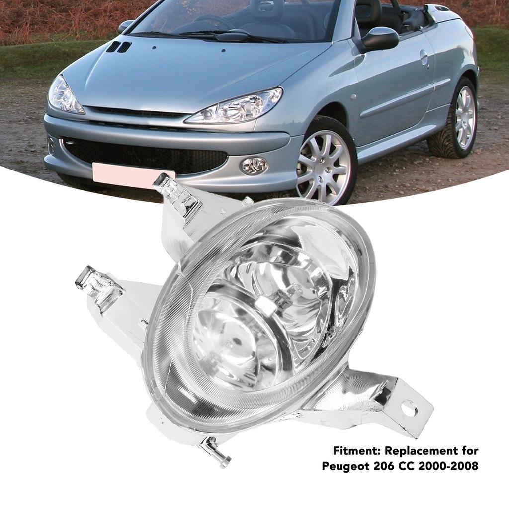 1Pc Front Fog Light Super Bright Water Resistant Bumper Driving Lamp Rplacement for Peugeot 206 2000-2004 2005 2006 2007 2008