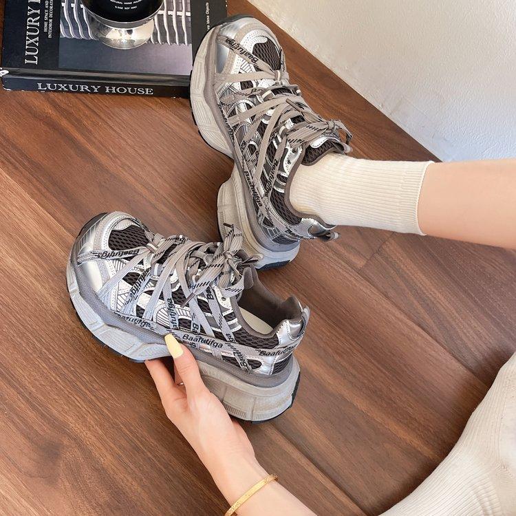 Comfortable soft sole~ heightened thick sole strap dad shoes women's 2025 new summer and autumn mesh breathable lightweight sports shoes