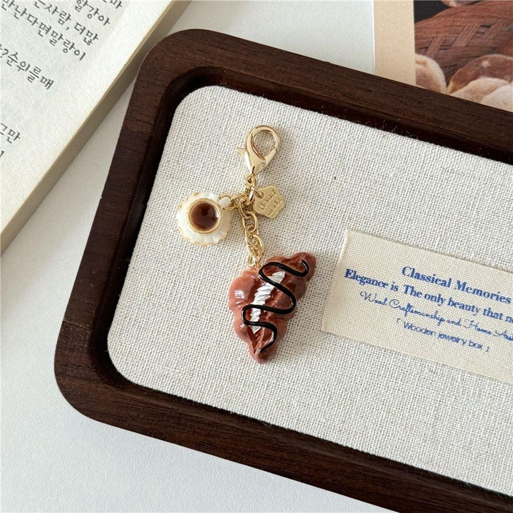 Bagel Cartoon Key Chains Alkali Bread Bag Pendant Portable Coffee Bread Keychain  Bag Pendant