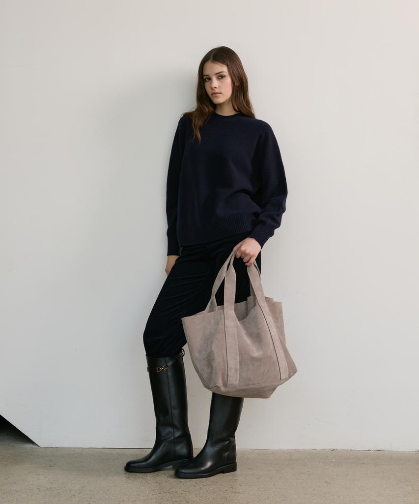 SHINE ON YOU 100% Rws Extra Fine Merino Wool Raglan Knit_Navy, Camel
