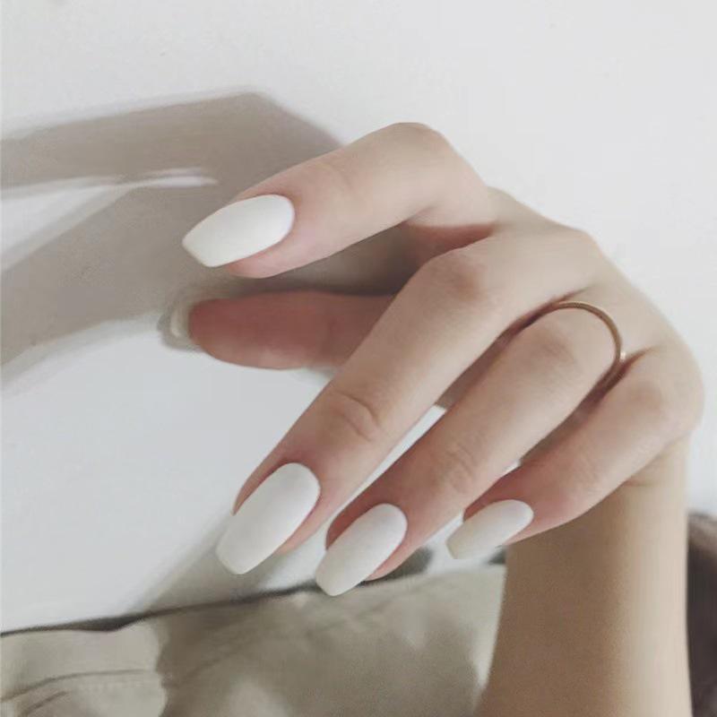 

Yuduo Ballet White Matte Wearable Nail Pieces - Matte False Nail Patches Stickers