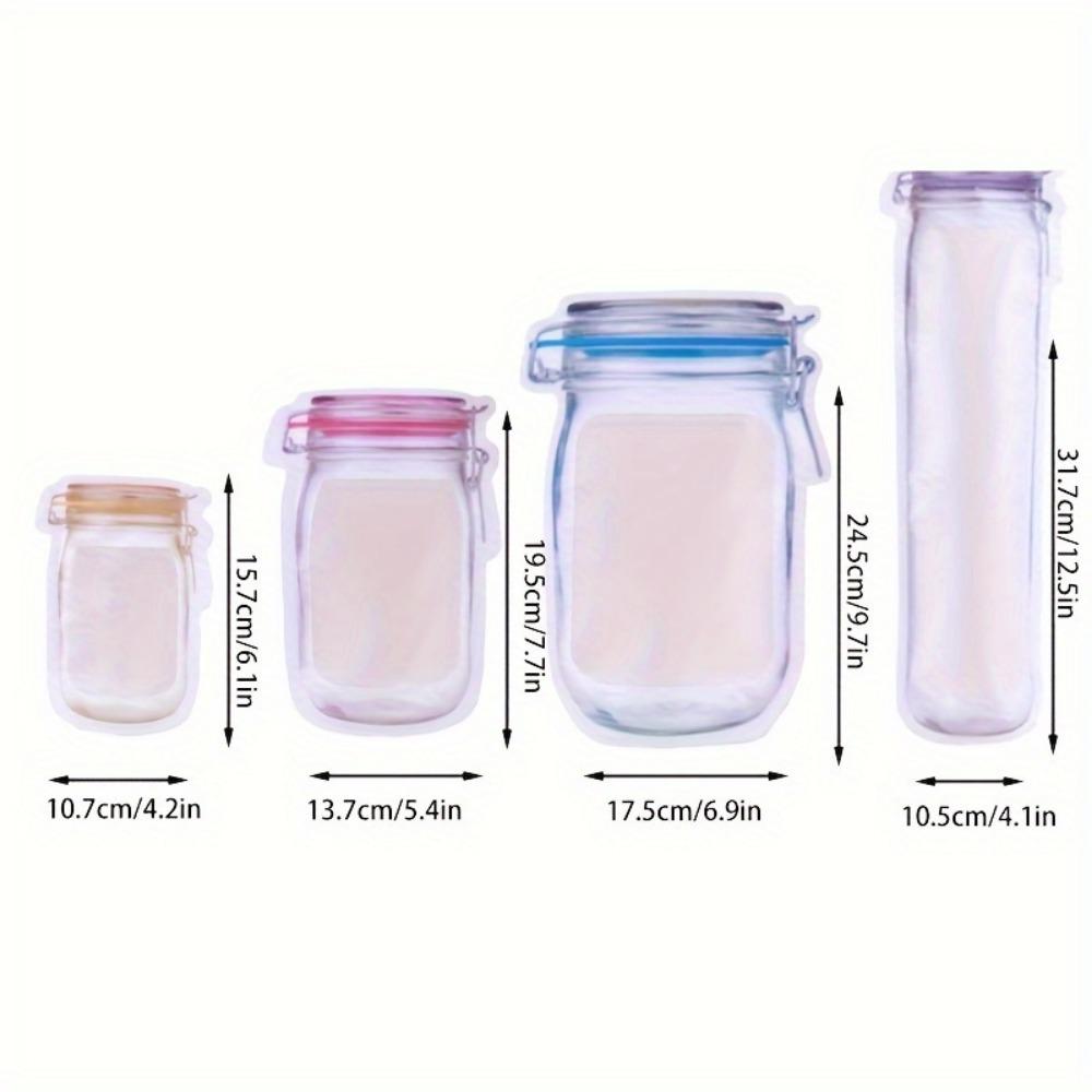 10 szt. Torba na butelkę Mason Jar wielokrotnego użytku, Torba na ciastka i chleb, Torba do przechowywania żywności z zamkiem błyskawicznym na przekąski, Kuchenna torba do przechowywania w zamrażarce