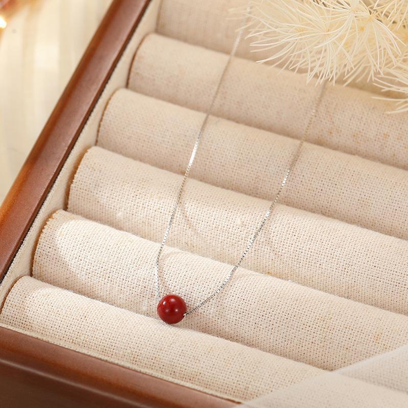 

Ожерелье со знаком зодиака Banyan Tree S925 Silver Cinnabar - мирный подарок для ключицы на Новый год или девушке NS782 single bead 6mm красный