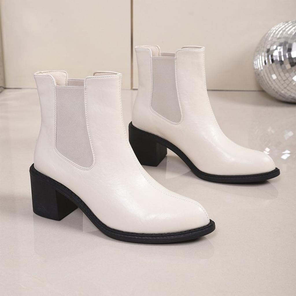 Damen British Casual Blockabsatz Stiefel mit spitzer Zehenpartie