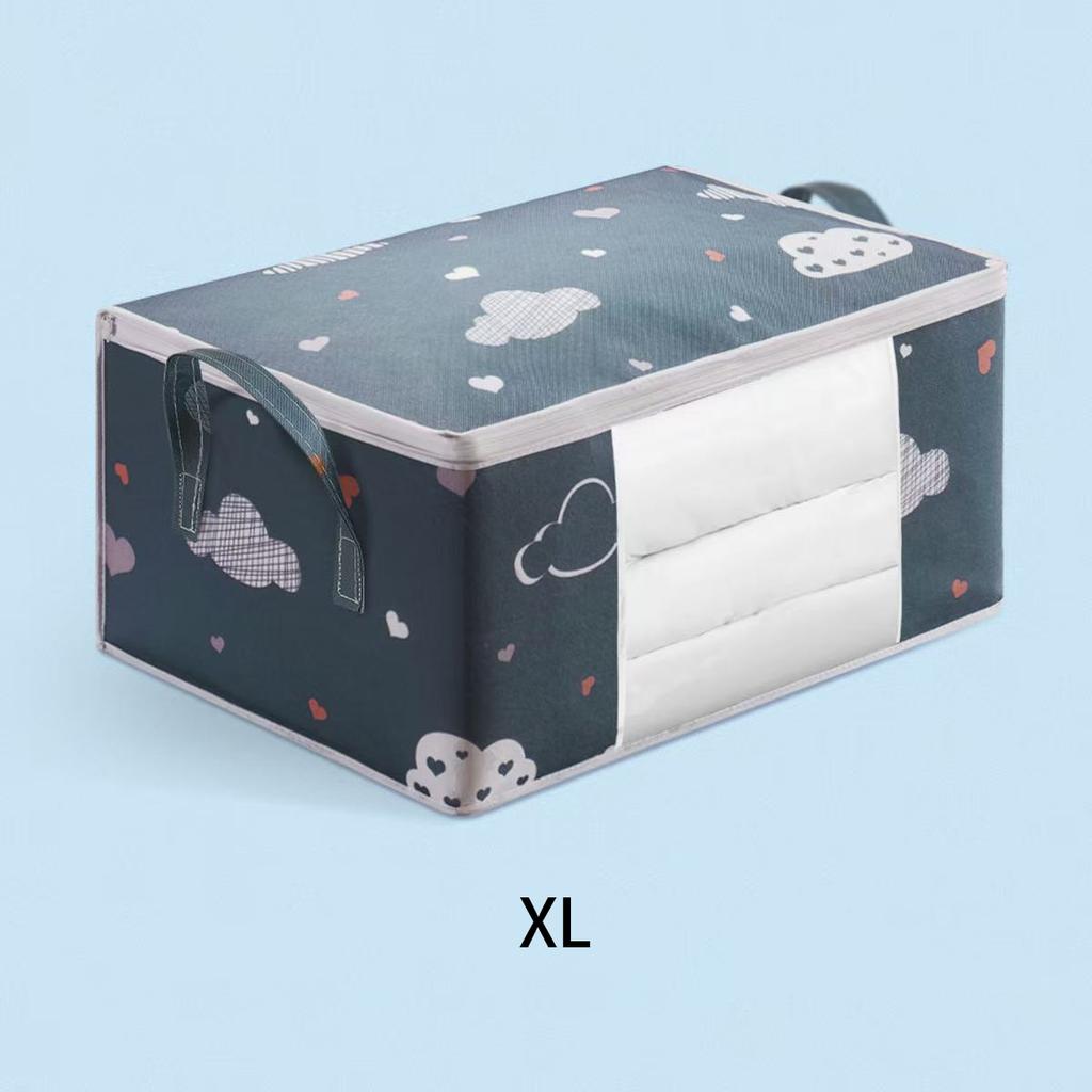 Large Capacity Bedding Organizer with Cartoon Pattern, Clothes Organizer with Handle and Transparent Window.