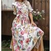 Vestidos Vintage Vintage Print Puff Sleeve Sommer Strand Süße Kleider Casual Quadrat Kragen Floral Maxi Lange Kleid 2022