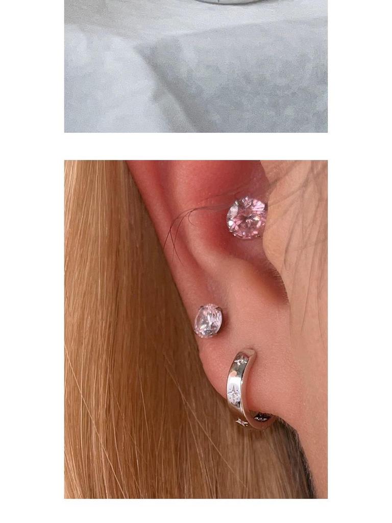 925 Sterlingsilber Achtzackiger Stern Zirkon Ohrklemmen - Retro-Design mit Einzigartiger Textur und Modischem Temperament