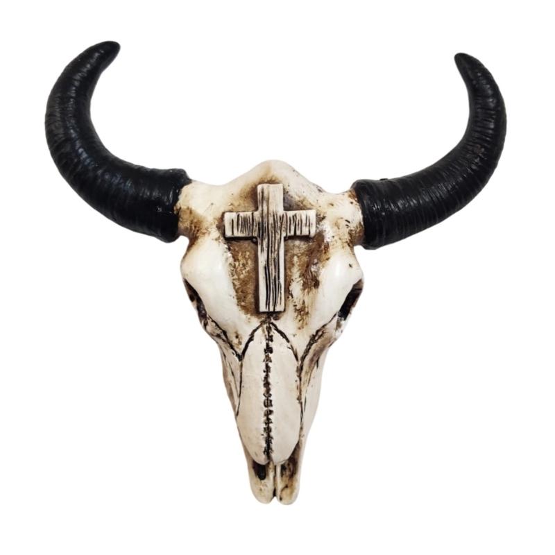 Decorazione Murale Artistica Teschio di Mucca in Resina Elegante per Casa Ufficio Caffetterie e Regalo Ornamento Decorativo Testa di Animale