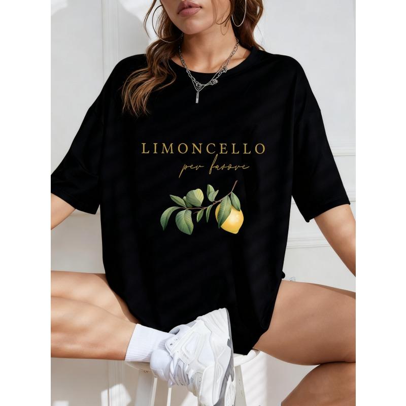 T-shirt Bianca Oversize Con Stampa Limone Limoncello Per Passione Per Abbigliamento Casual E Outfit Estivi