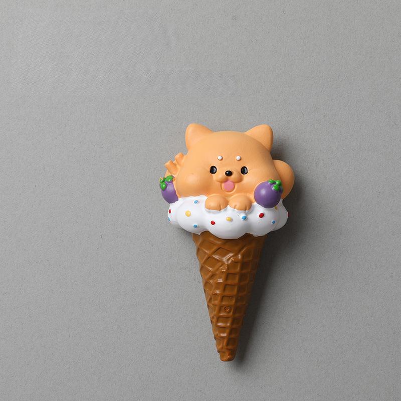 Cute Refrigerator with Magnetic Suction Stickers Refrigerator Decoration Cartoon Ins Ice Cream Animal Teddy Bear