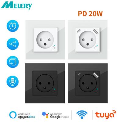 Tuya WiFi Smart Israel Wall Socket Power Plug Outlet USB Type-C PD 20W Charge Port for Iphone by Alexa Dot Google Home