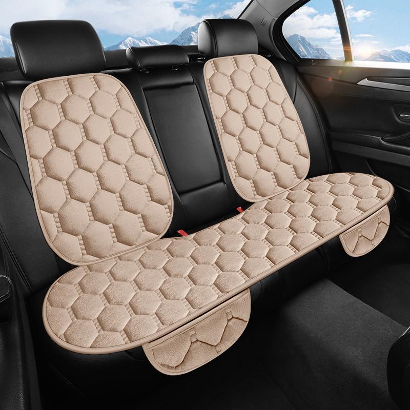 Car Seat Cushion Winter Short Plush Three Piece Set Without Backrest Anti Slip Winter Rear Universal Car Seat Cushion Warm